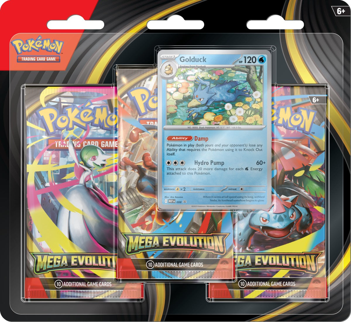 Pokemon TCG Karty Mega Evolution - 3-Pack Blister - Golduck